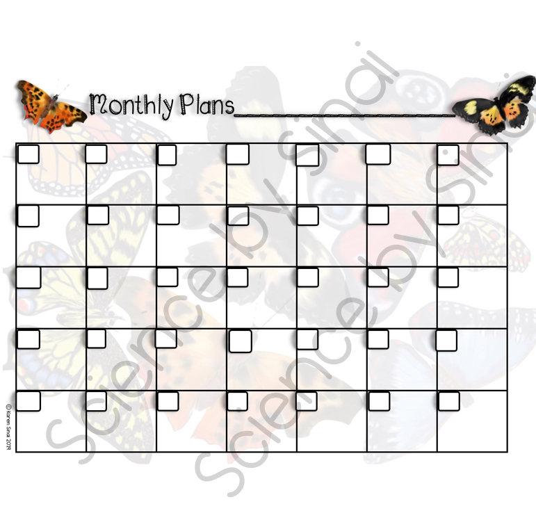 Monthly planner grid