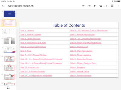 Plain Google Slides Table of Contents