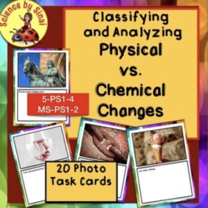 Chemical physical changes CER sort cards
