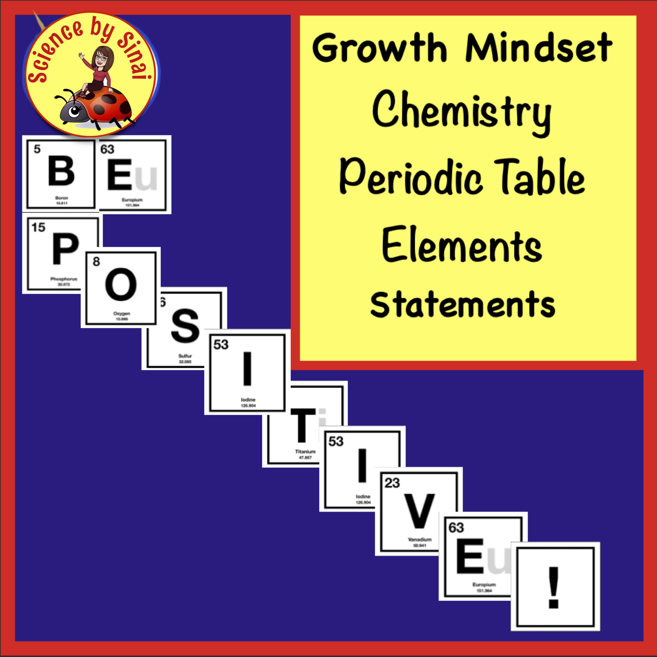 Freebie: Growth Mindset chemistry periodic table of elements statements