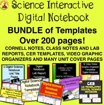 Over 200 pages of templates in science interactive digital notebook