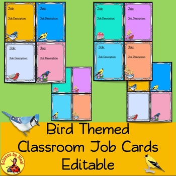 CLASSROOM JOB CARDS, STATION LABELS, NAME PLATES- BIRD THEMED