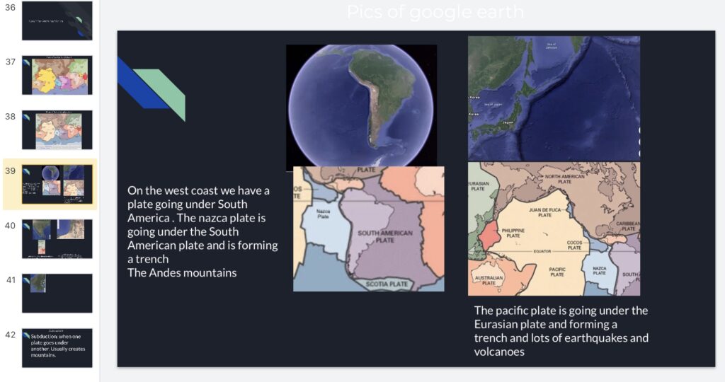 Plate tectonics on map