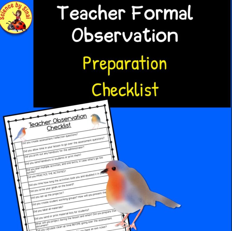 Formal Teacher Observation Preparations Checklist