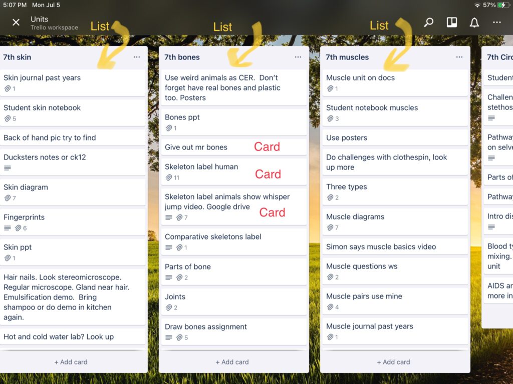 Trello workspace example