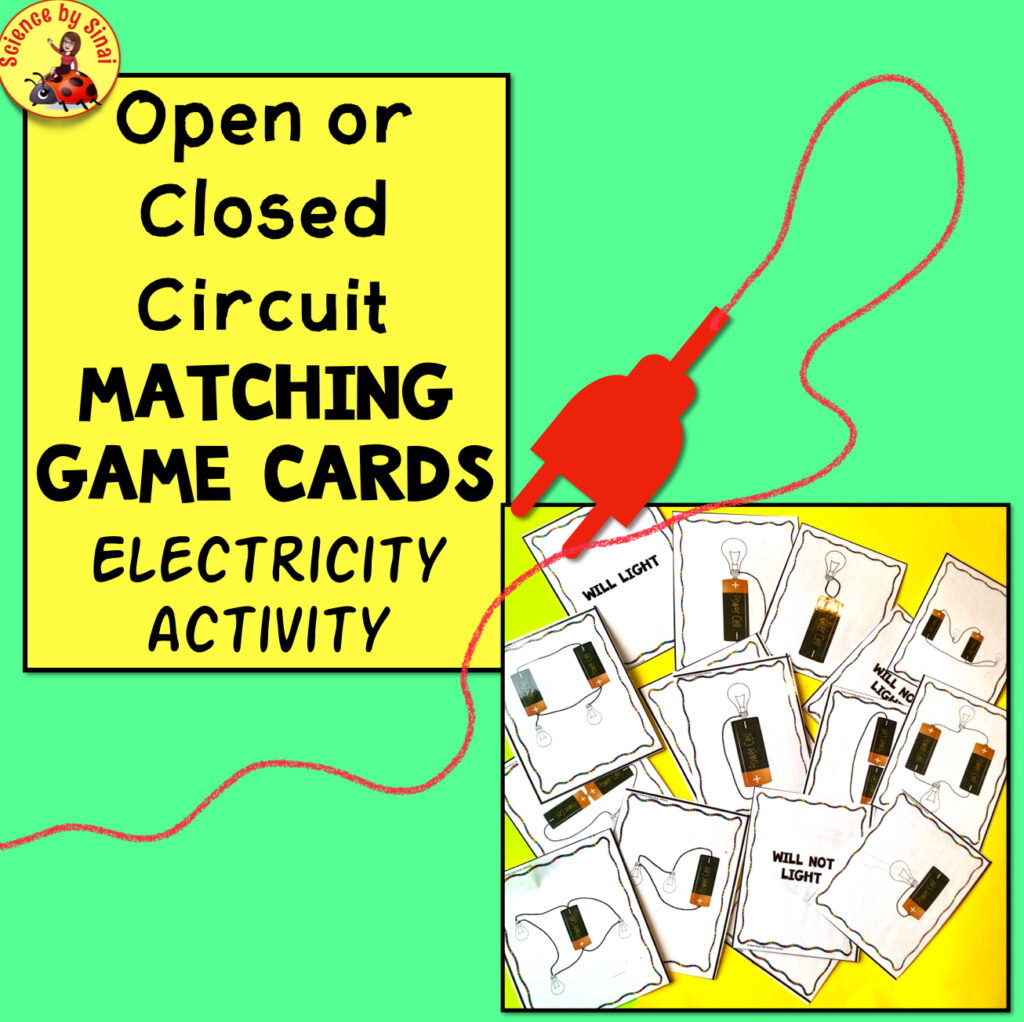 Free open close circuit matching game cards. Science by Sinai