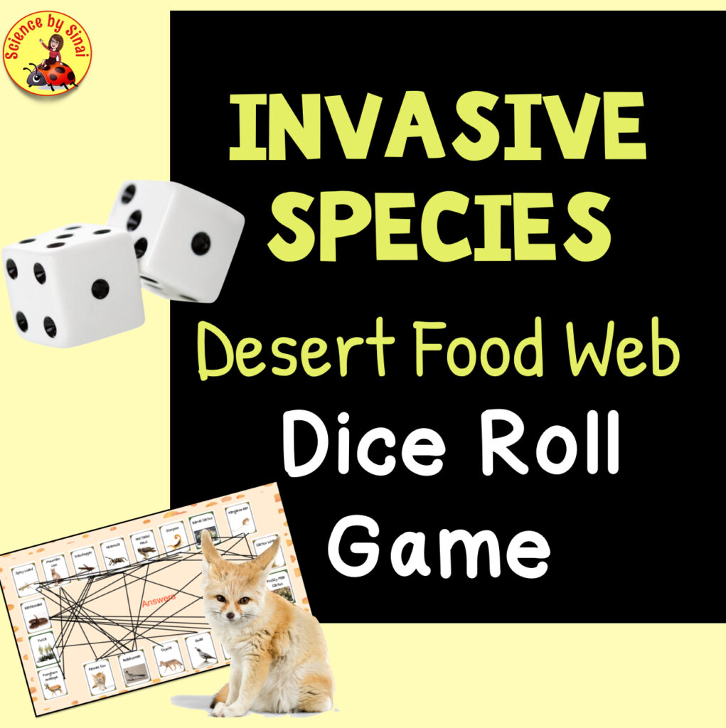 Invasive species desert food web dice roll game