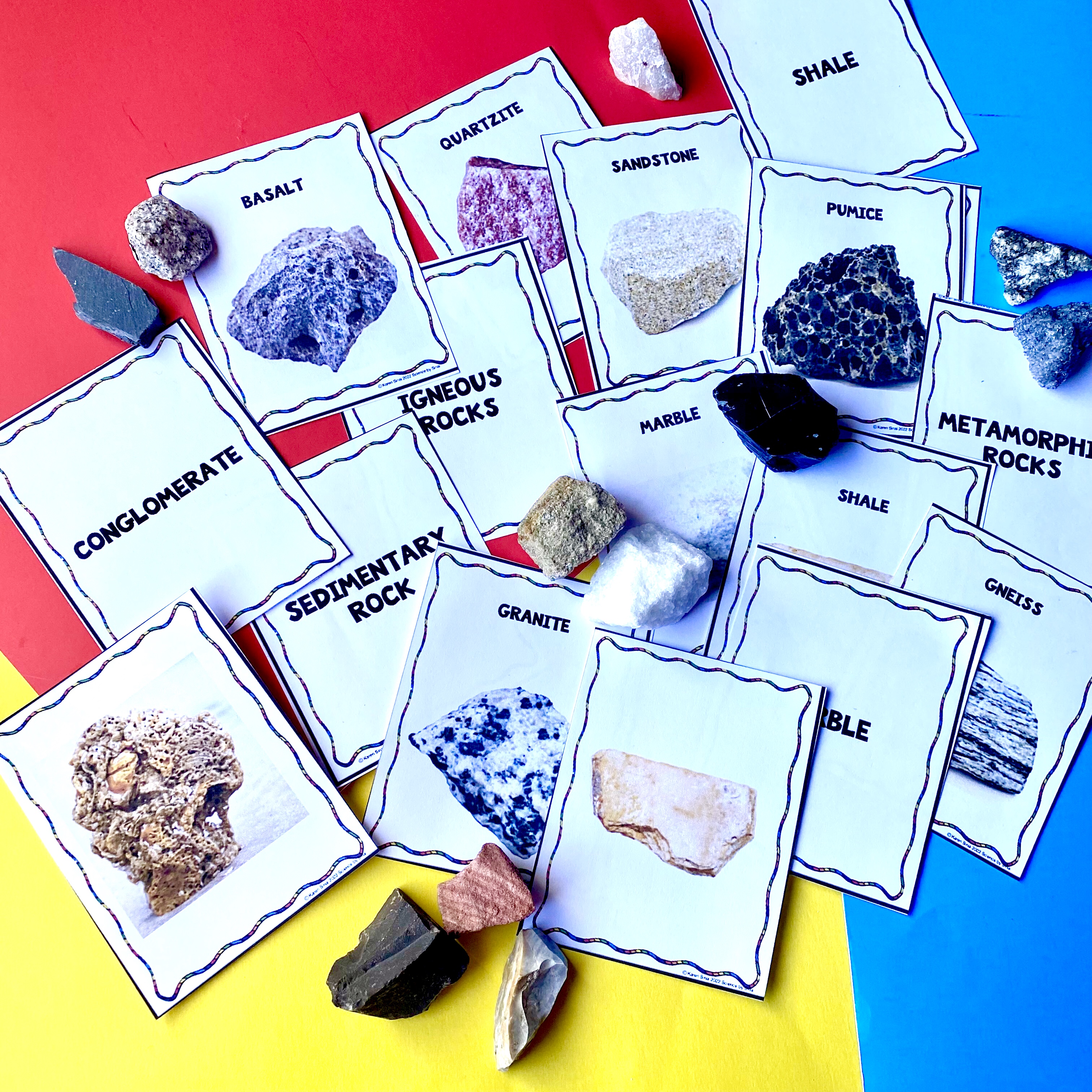 Three types of rocks matching card set – science by Sinai