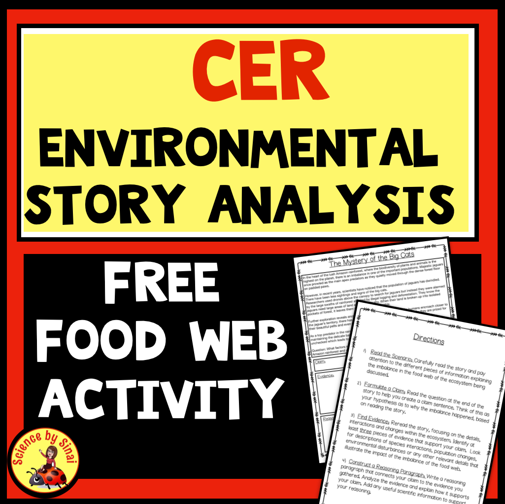 Free CER food web activity sciencebysinai