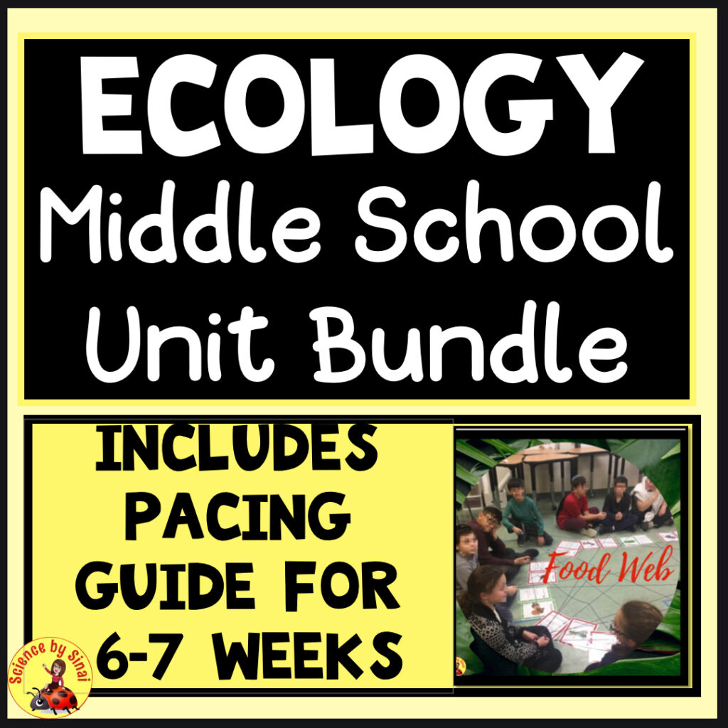Middle school ecology unit with pacing guide science by sinai