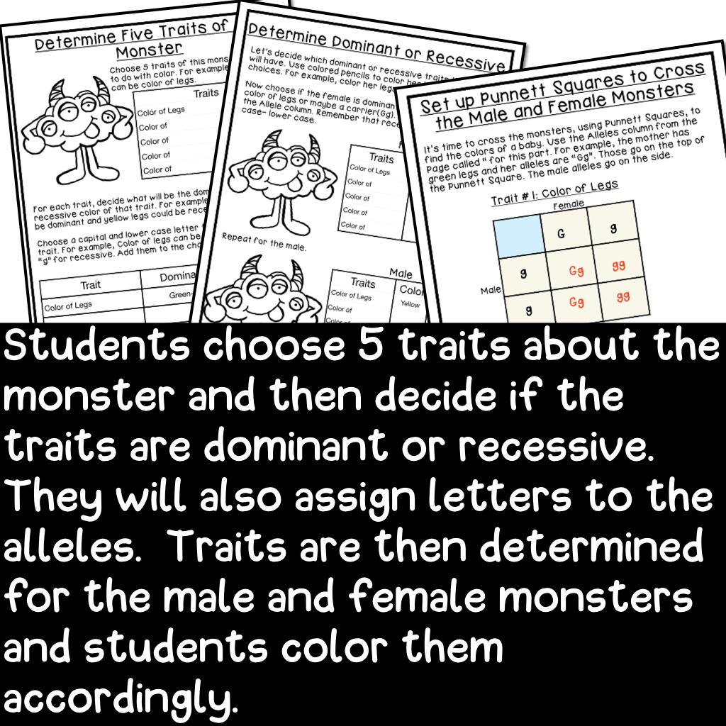 Introduction to Punnett squares with monsters. Sciencebysinai.com