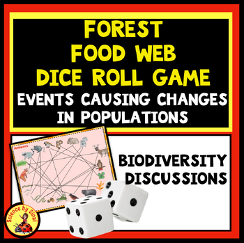 Forest web dice roll game with events that cause changes in populations. Sciencebysinai.com