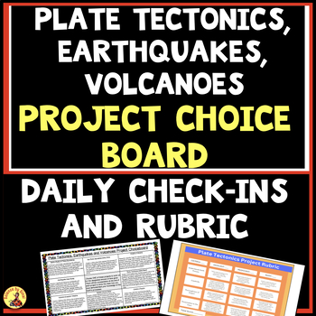 Plate tectonics, earthquakes and volcanoes project choice board -Sciencebysinai.com