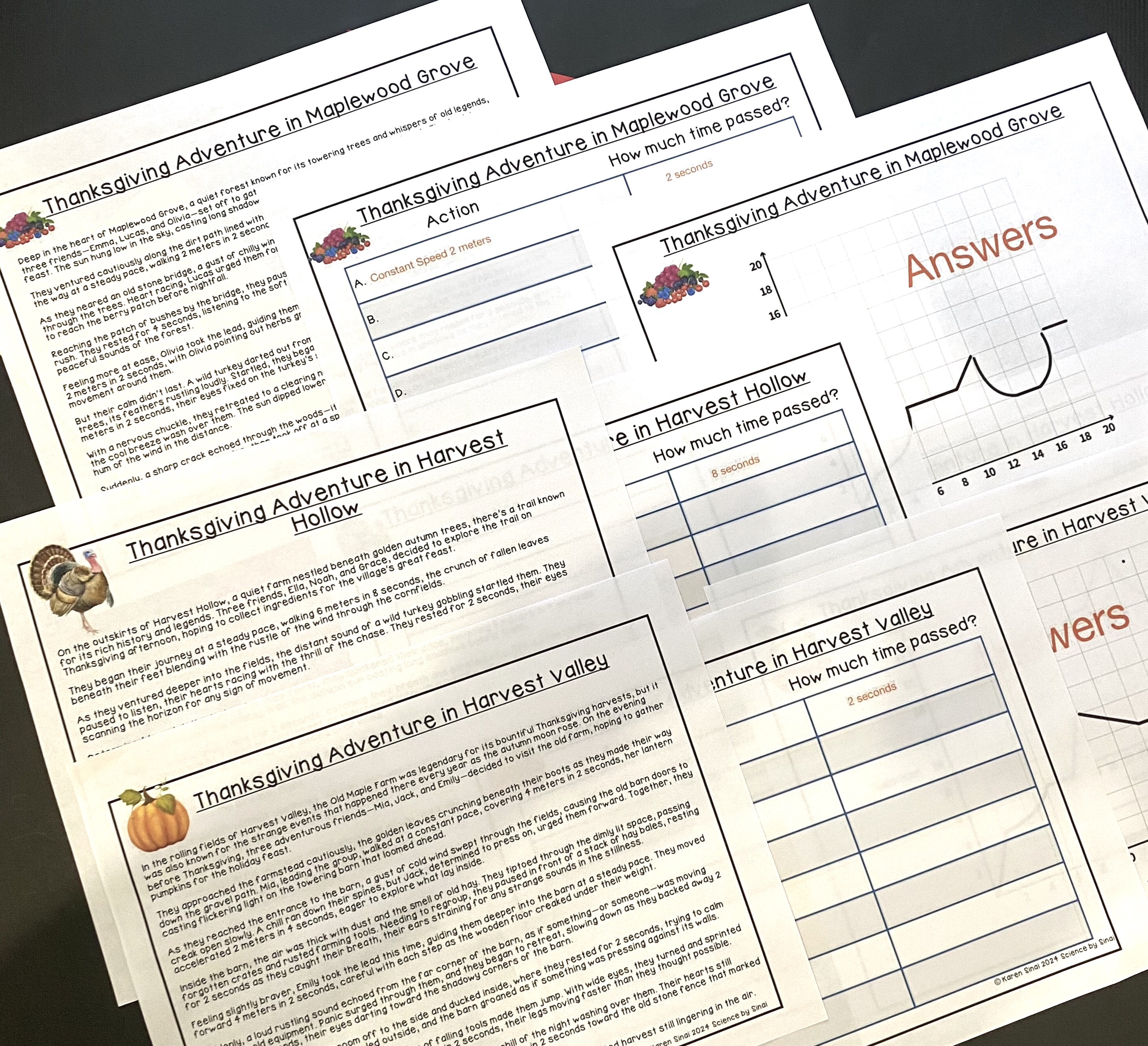 Thanksgiving Motion graph stories with distance time graphs. Sciencebysinai.com